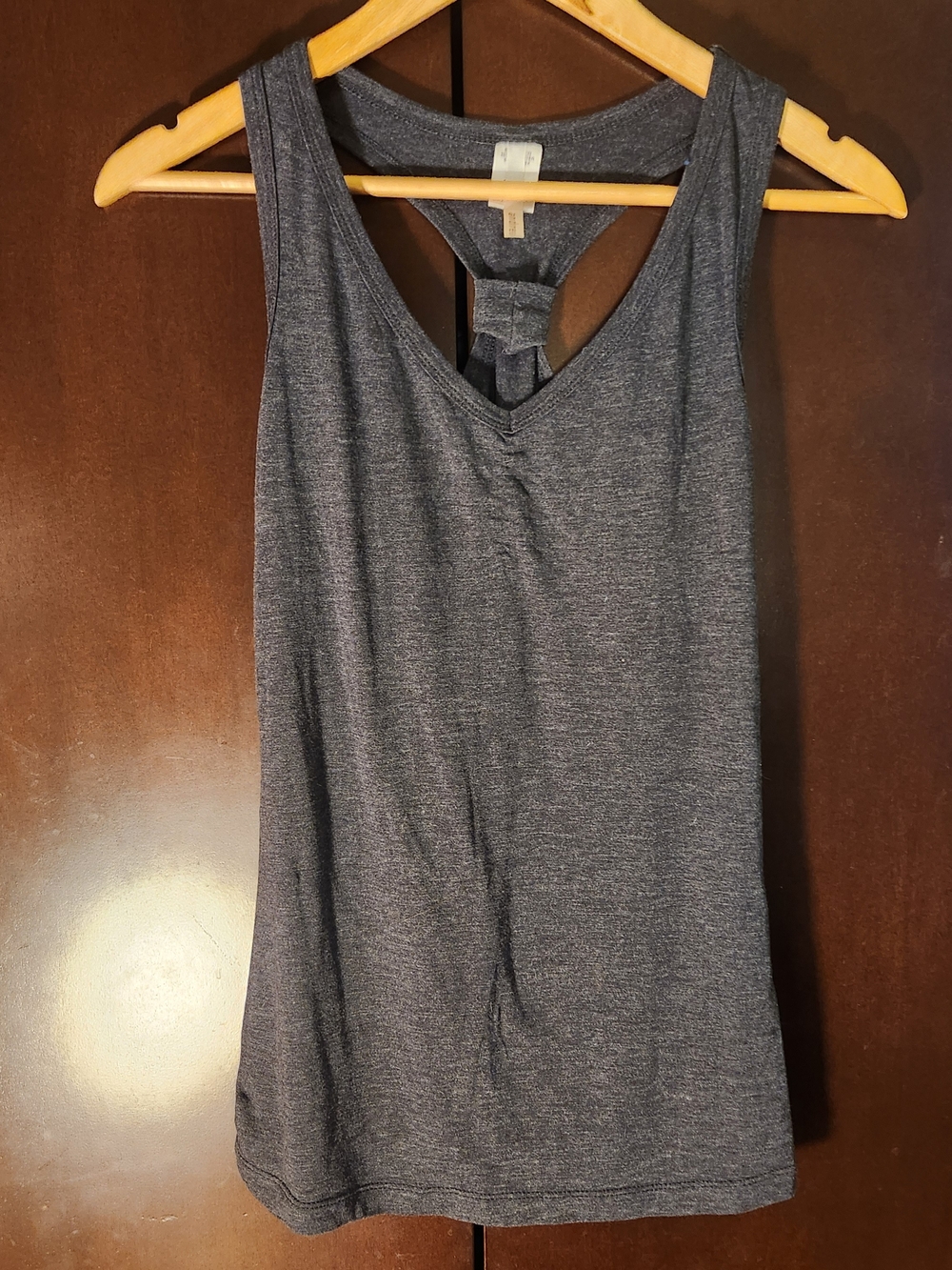 ANDREA Heather Charcoal Gray Tank Top with Knot Back Women Size Medium